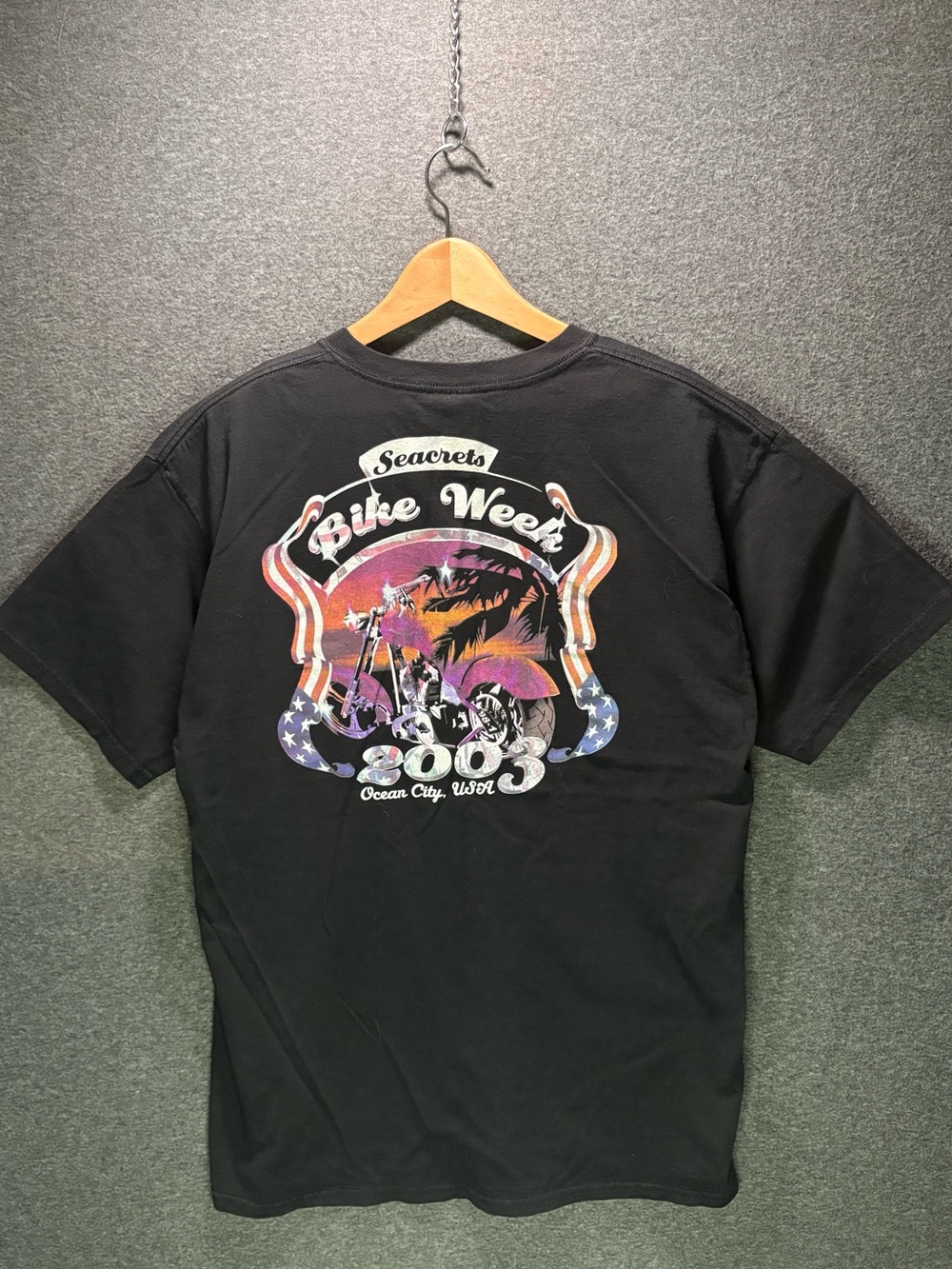 Vintage 2003 Seacrets Bike Week Ocean city, USA Motorcycle Graphic Tee